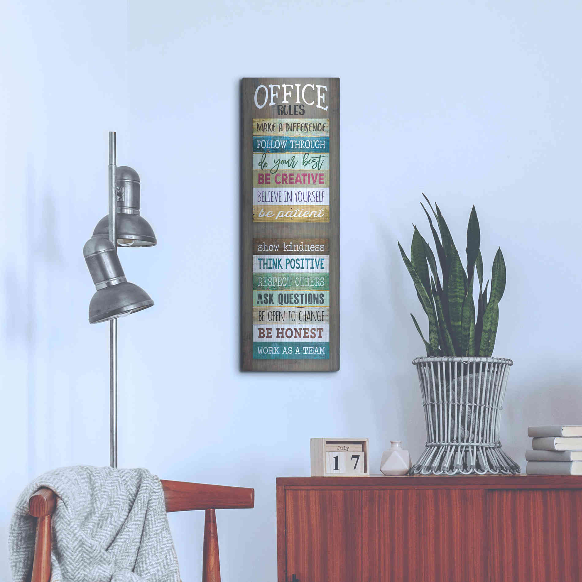 Luxe Metal Art 'Office Rules' by Marla Rae, Metal Wall Art,12x36