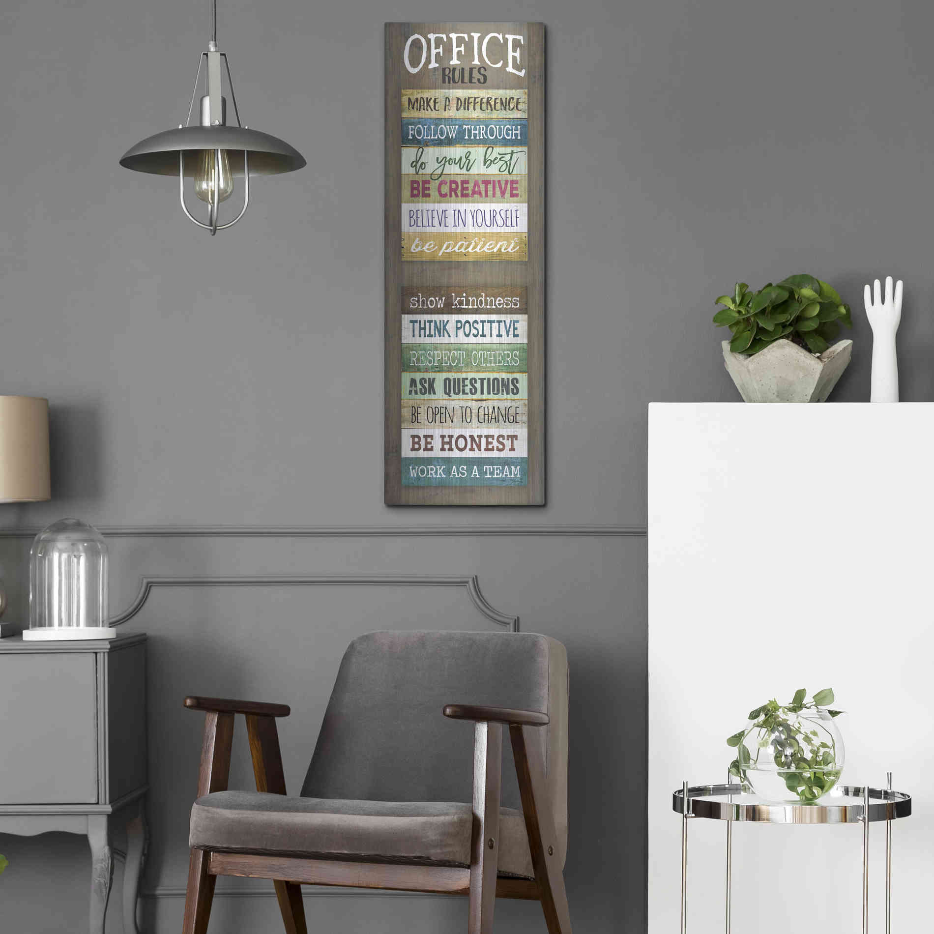 Luxe Metal Art 'Office Rules' by Marla Rae, Metal Wall Art,12x36