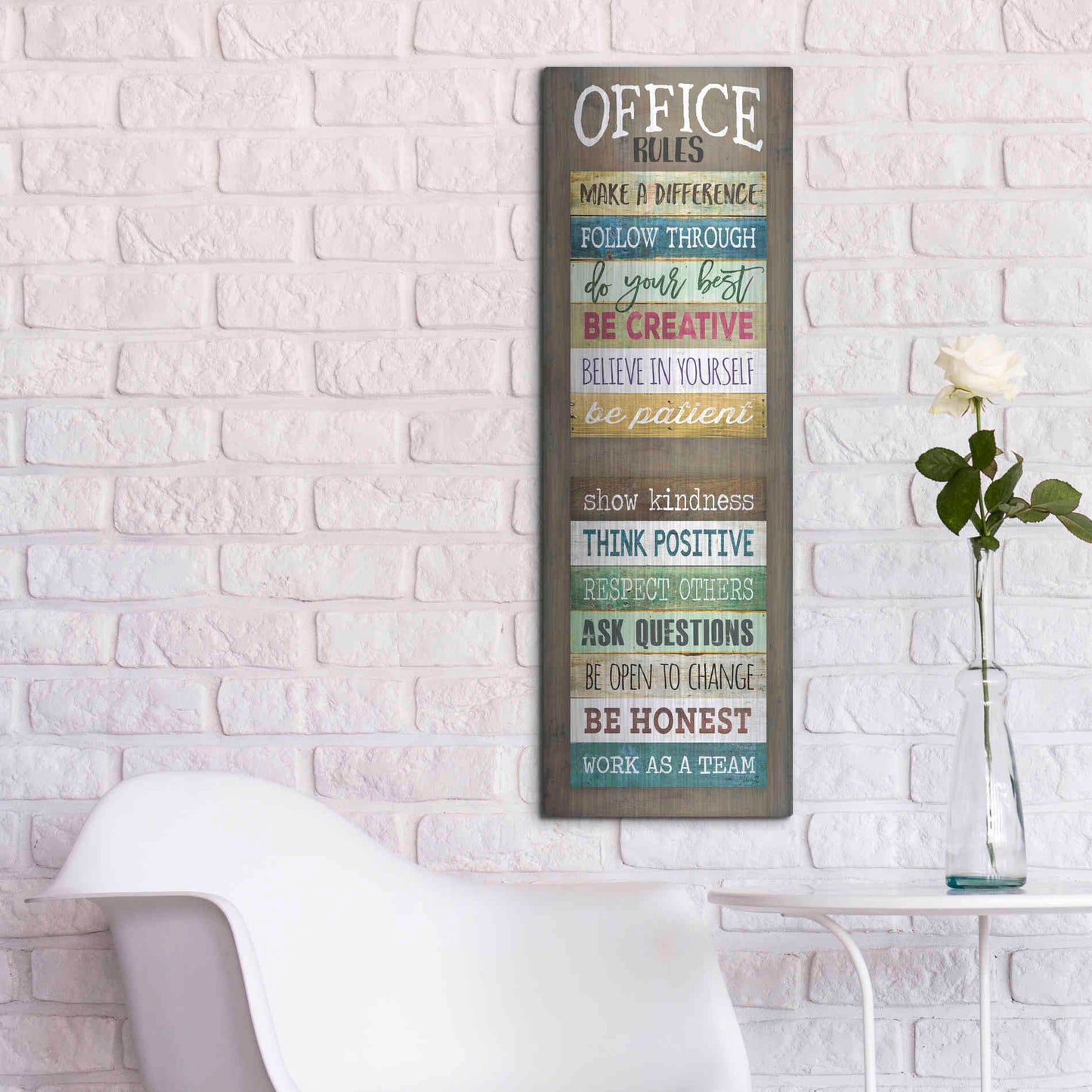 Luxe Metal Art 'Office Rules' by Marla Rae, Metal Wall Art,12x36