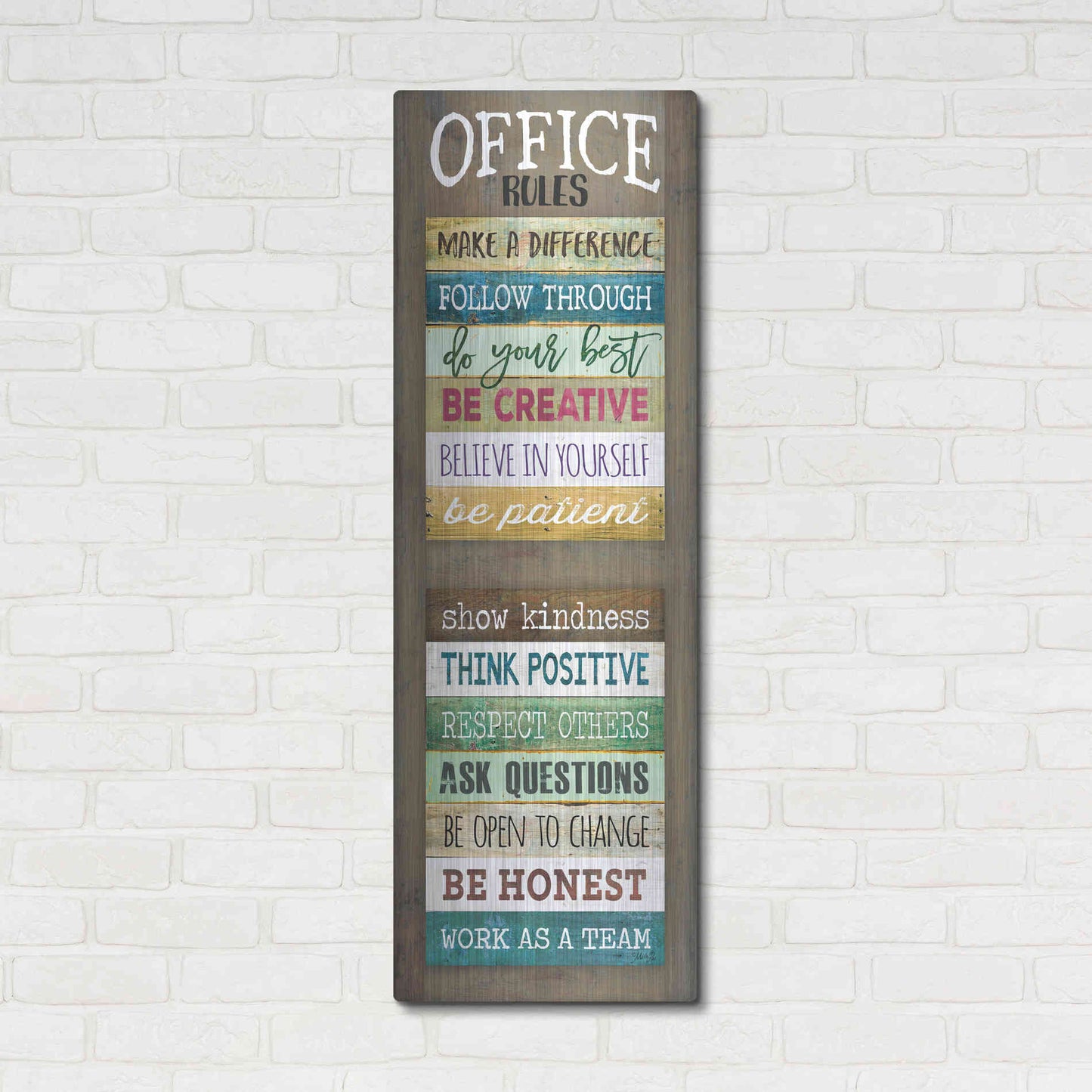 Luxe Metal Art 'Office Rules' by Marla Rae, Metal Wall Art,16x48