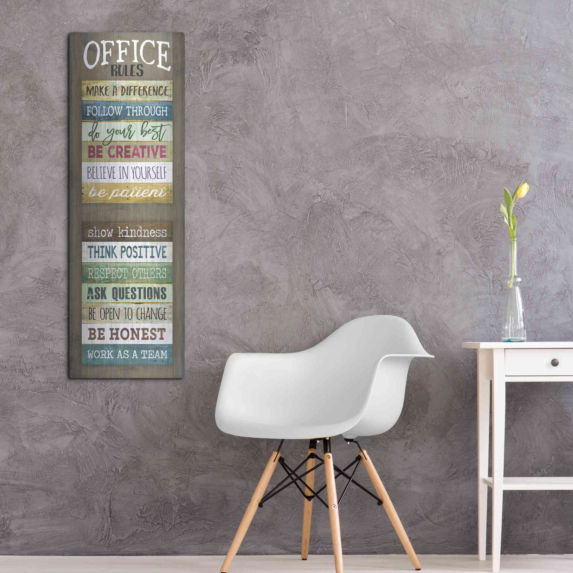 Luxe Metal Art 'Office Rules' by Marla Rae, Metal Wall Art,16x48