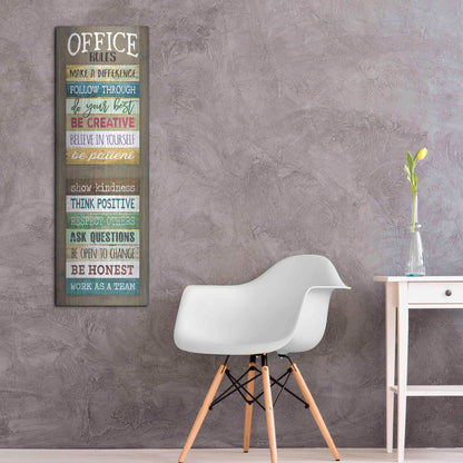 Luxe Metal Art 'Office Rules' by Marla Rae, Metal Wall Art,16x48