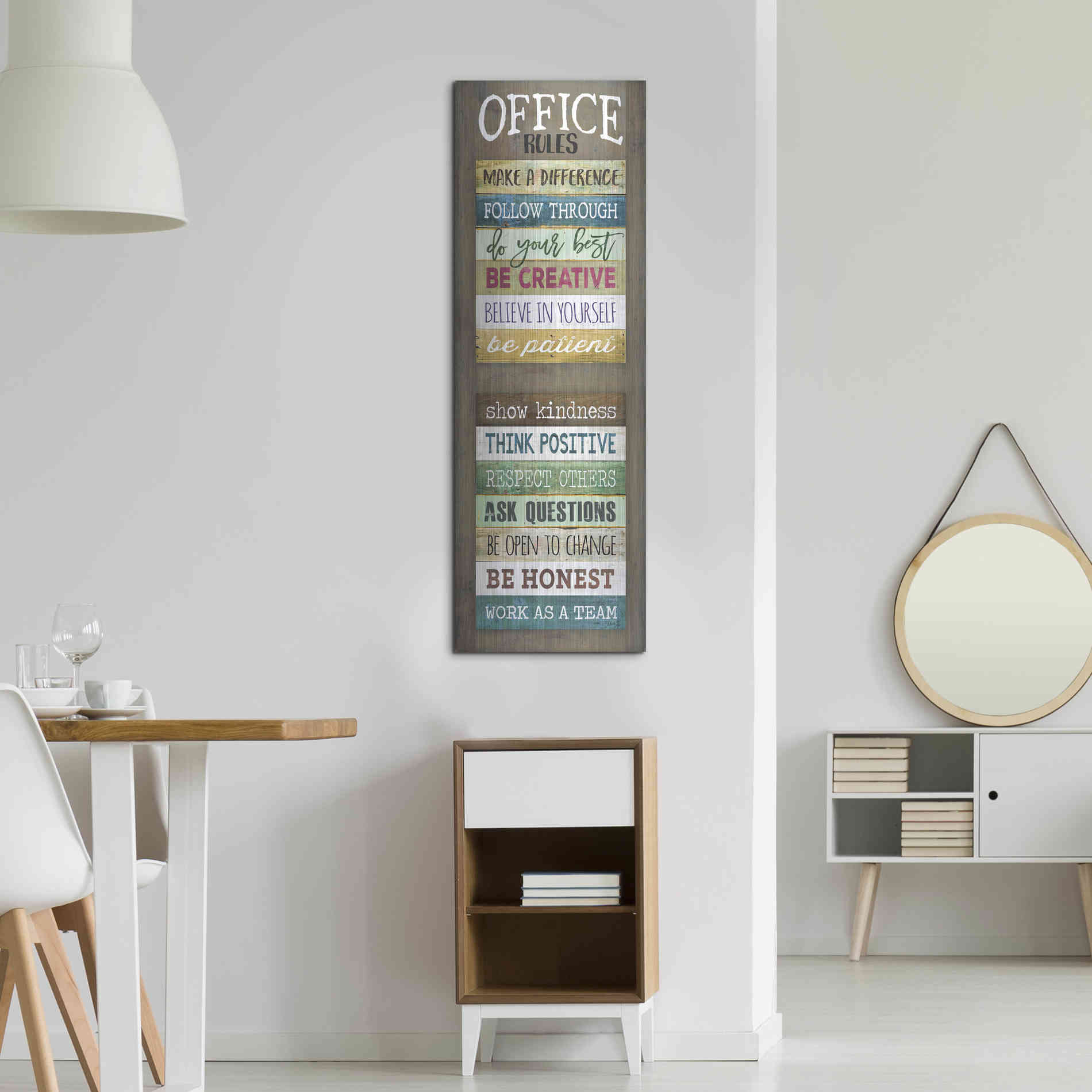 Luxe Metal Art 'Office Rules' by Marla Rae, Metal Wall Art,16x48