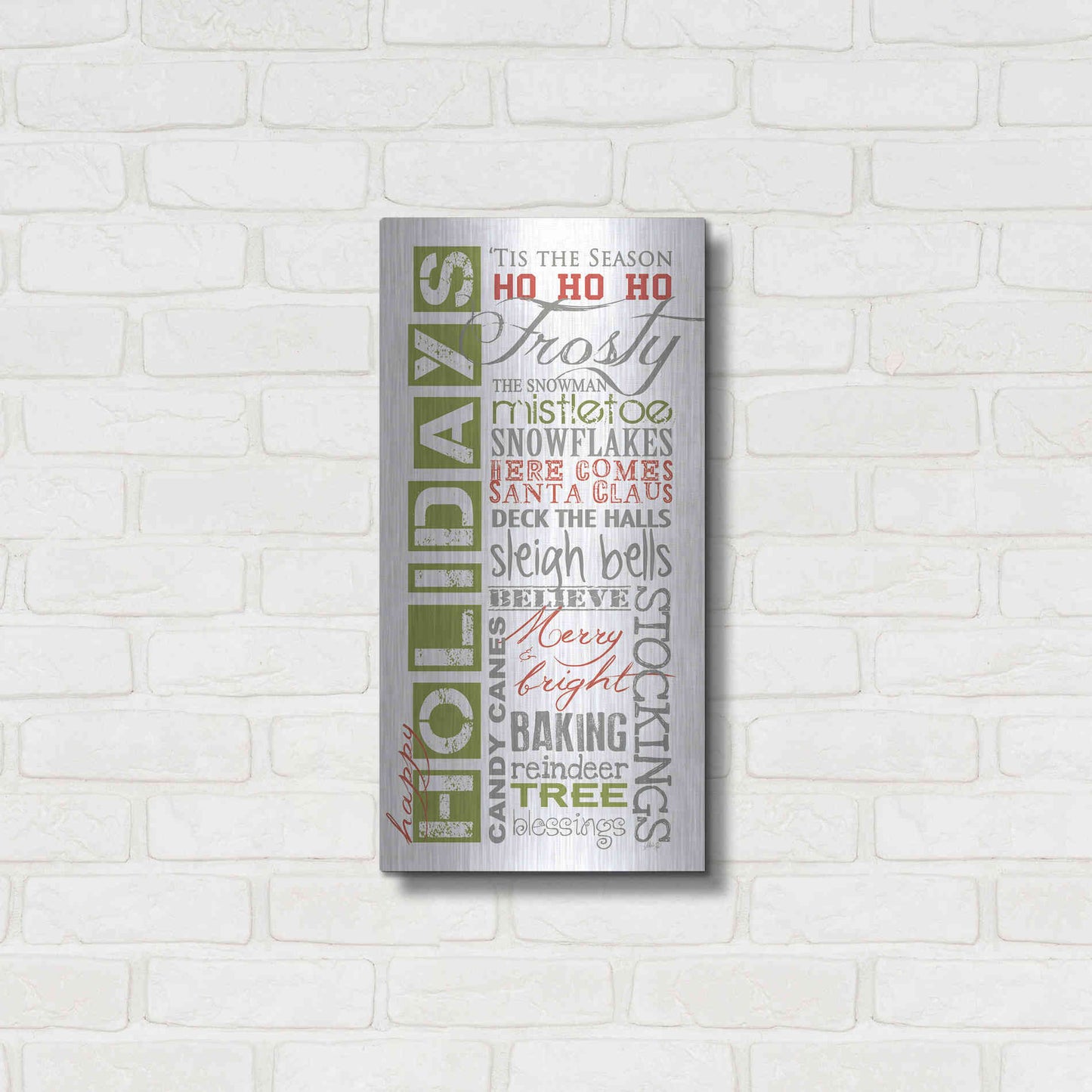 Luxe Metal Art 'Happy Holidays' by Marla Rae, Metal Wall Art,12x24