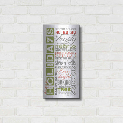 Luxe Metal Art 'Happy Holidays' by Marla Rae, Metal Wall Art,12x24