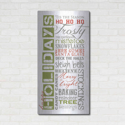 Luxe Metal Art 'Happy Holidays' by Marla Rae, Metal Wall Art,24x48