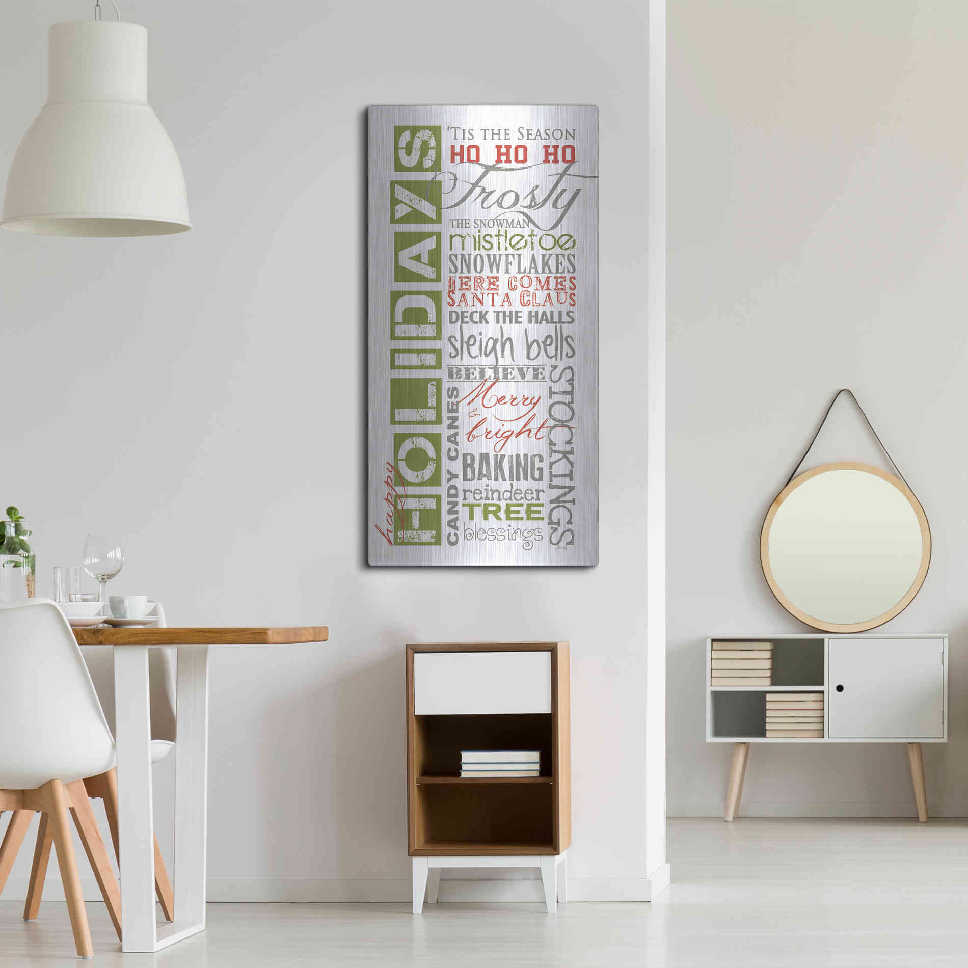 Luxe Metal Art 'Happy Holidays' by Marla Rae, Metal Wall Art,24x48