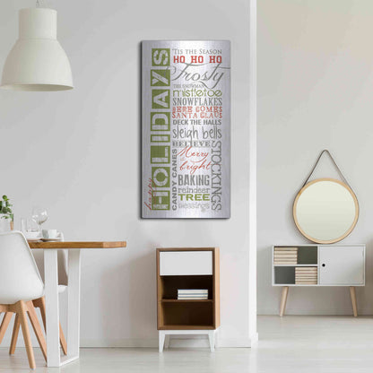 Luxe Metal Art 'Happy Holidays' by Marla Rae, Metal Wall Art,24x48