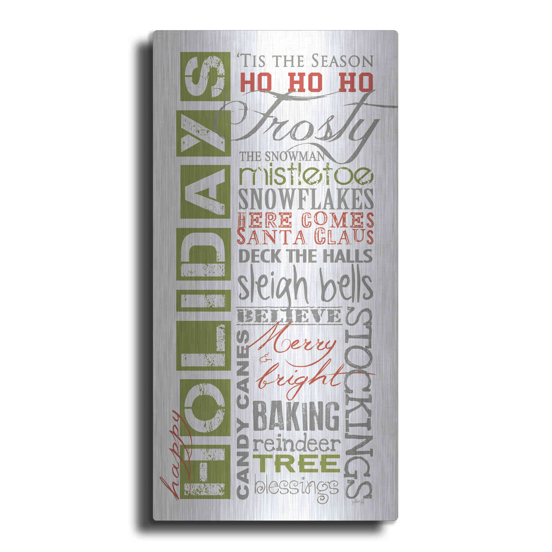 Luxe Metal Art 'Happy Holidays' by Marla Rae, Metal Wall Art