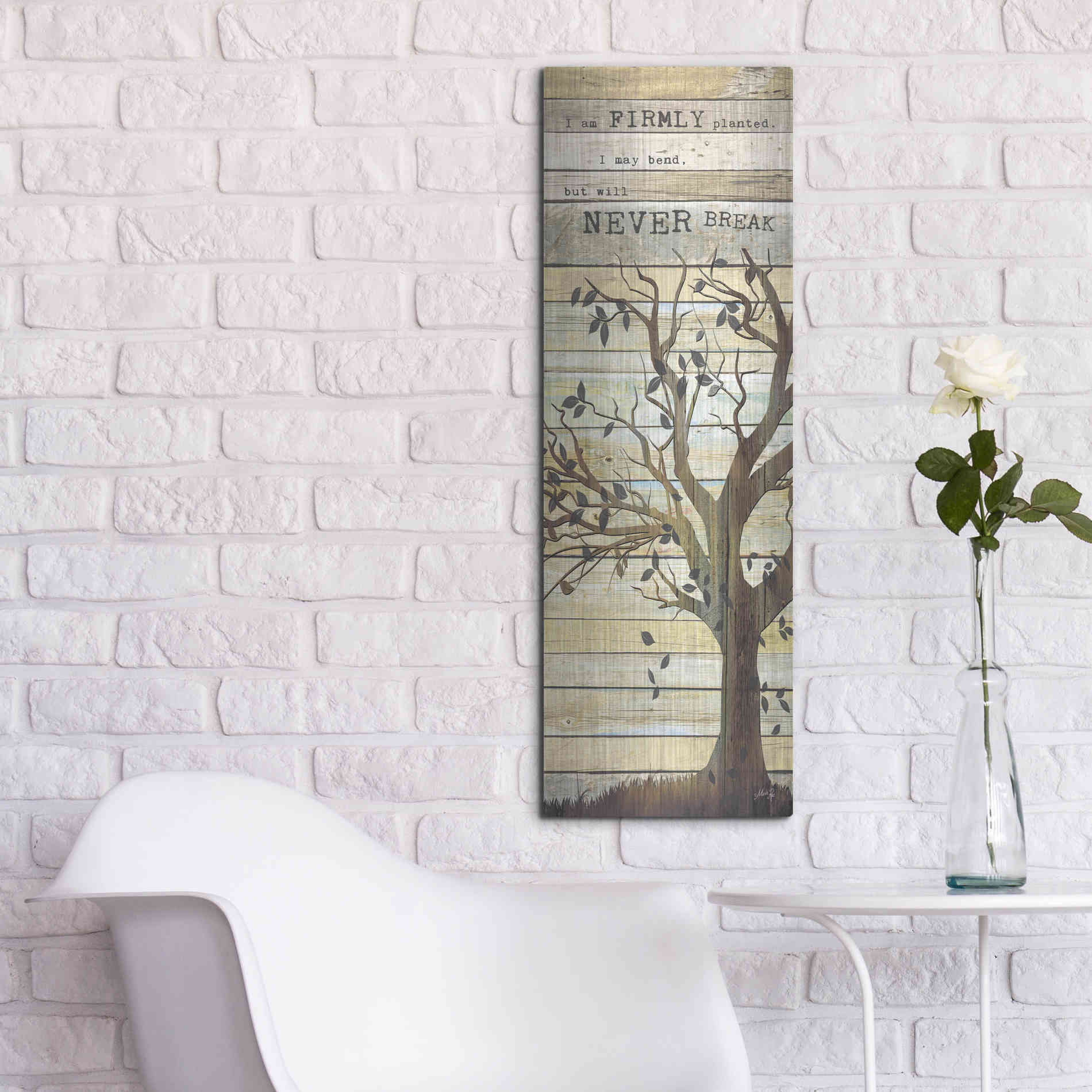 Luxe Metal Art 'I Am Firmly Planted' by Marla Rae, Metal Wall Art,12x36