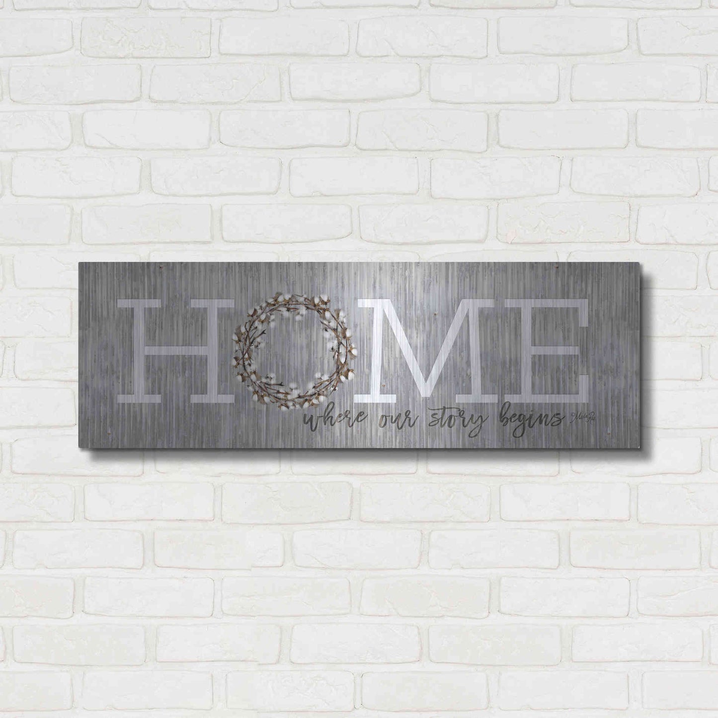 Luxe Metal Art 'Home - Where Our Story Begins' by Marla Rae, Metal Wall Art,36x12