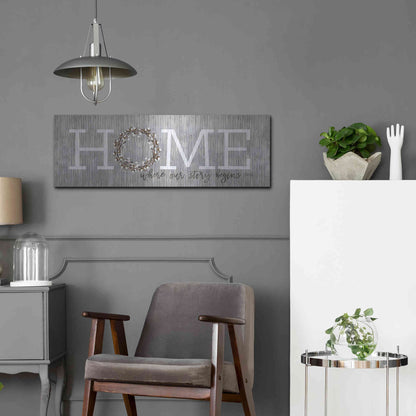 Luxe Metal Art 'Home - Where Our Story Begins' by Marla Rae, Metal Wall Art,36x12