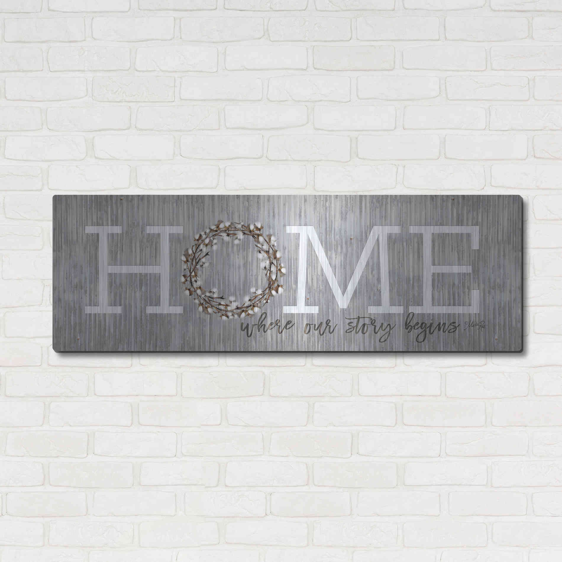 Luxe Metal Art 'Home - Where Our Story Begins' by Marla Rae, Metal Wall Art,48x16