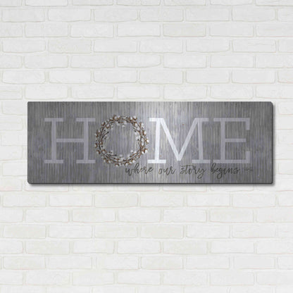Luxe Metal Art 'Home - Where Our Story Begins' by Marla Rae, Metal Wall Art,48x16
