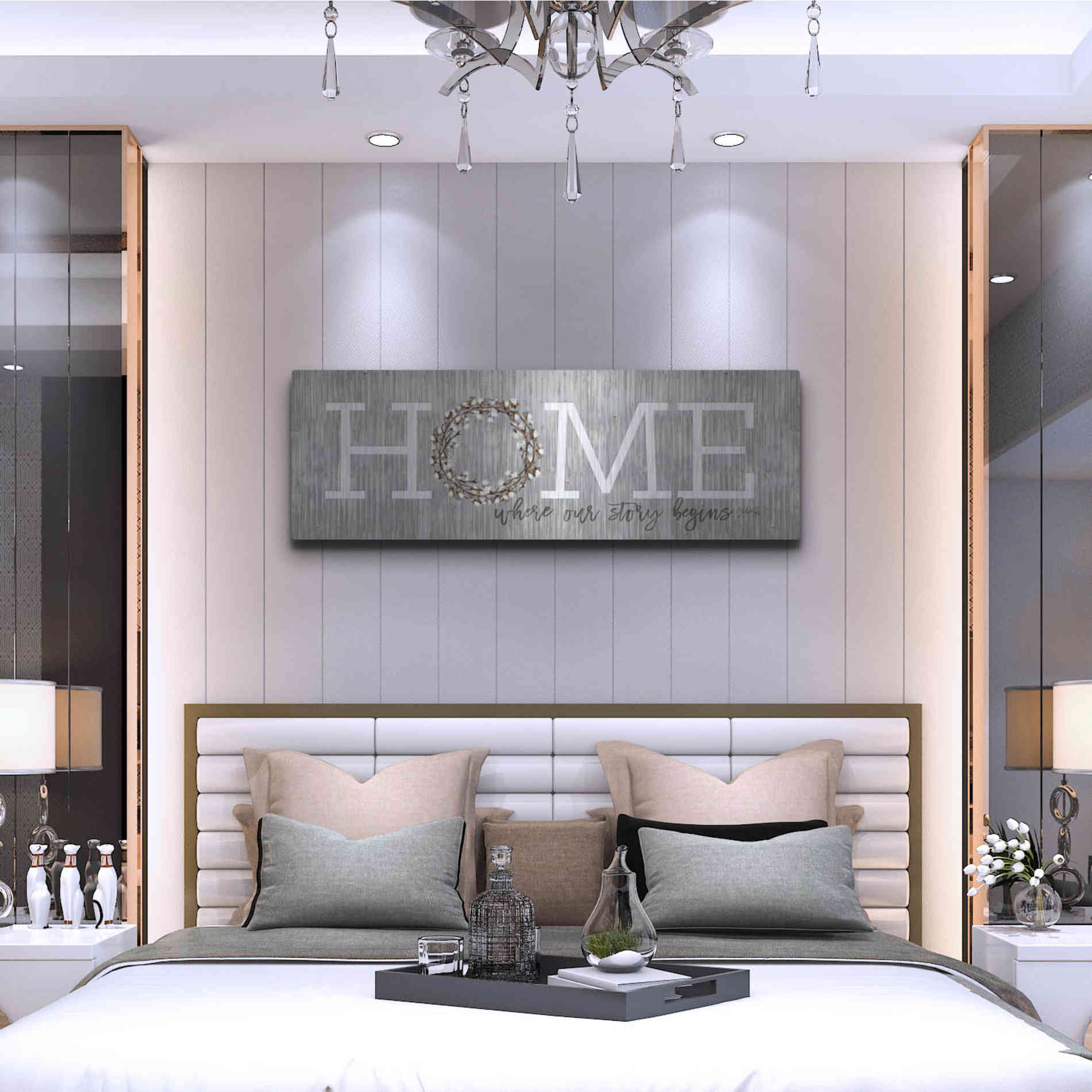 Luxe Metal Art 'Home - Where Our Story Begins' by Marla Rae, Metal Wall Art,48x16