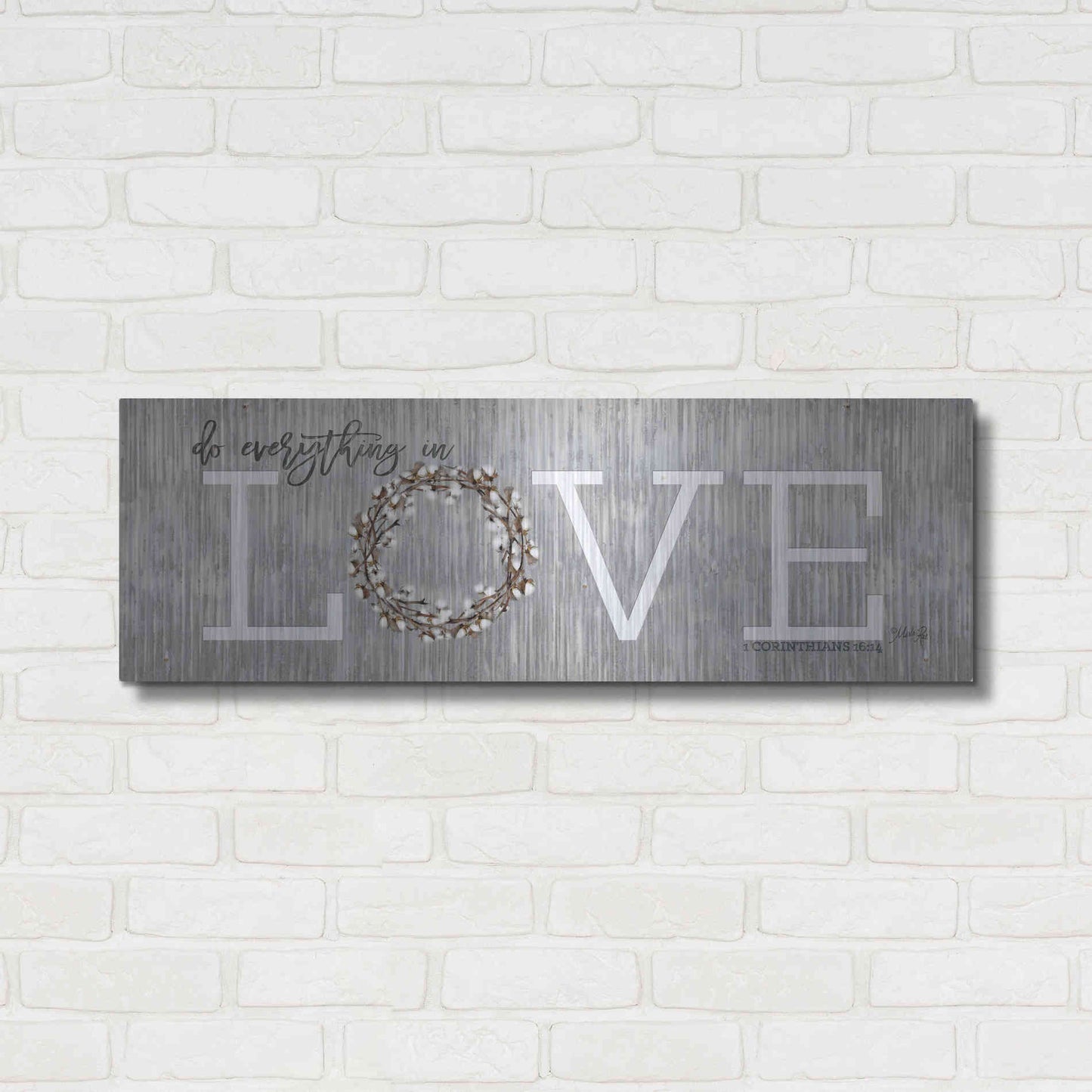 Luxe Metal Art 'Love - Do Everything in Love' by Marla Rae, Metal Wall Art,36x12