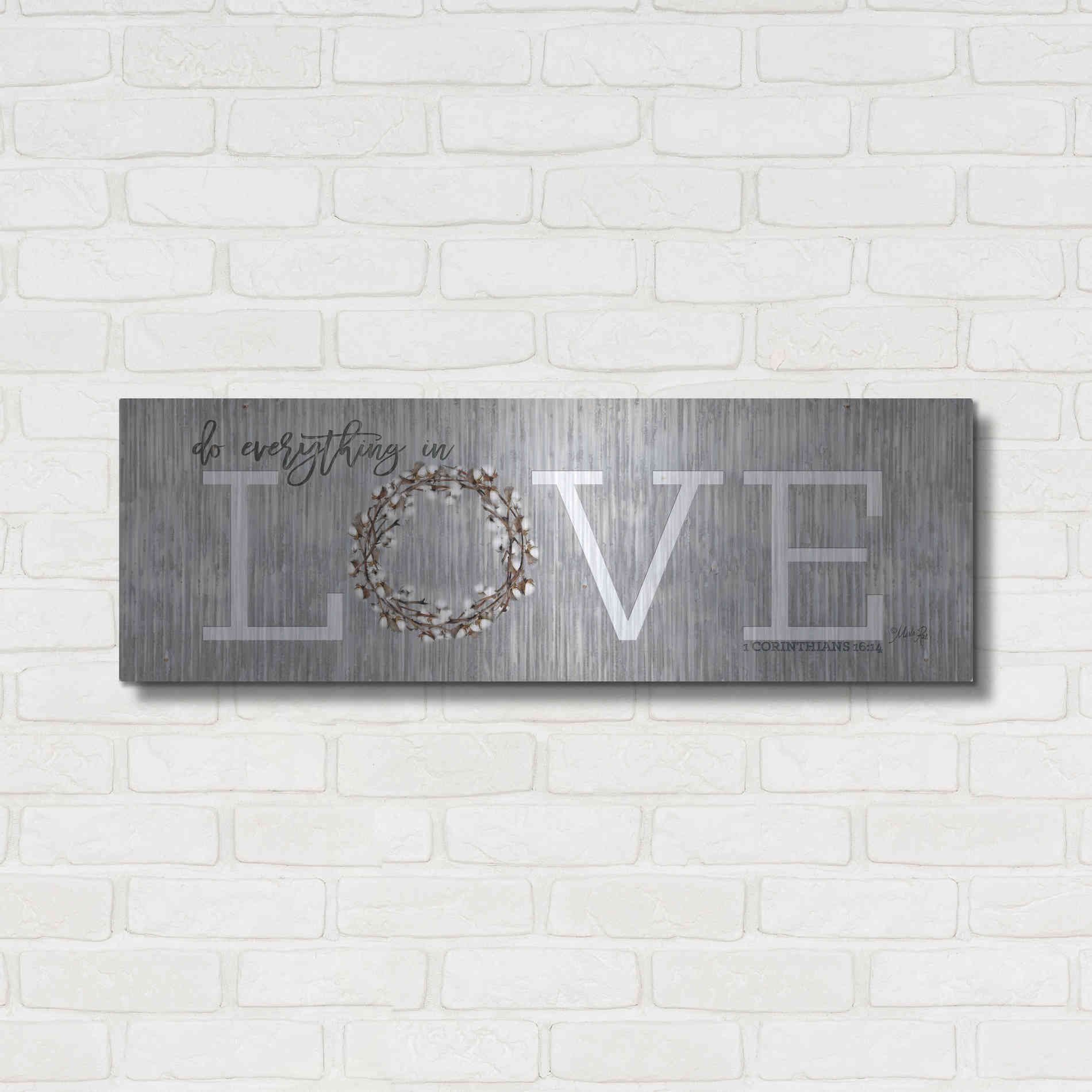 Luxe Metal Art 'Love - Do Everything in Love' by Marla Rae, Metal Wall Art,36x12