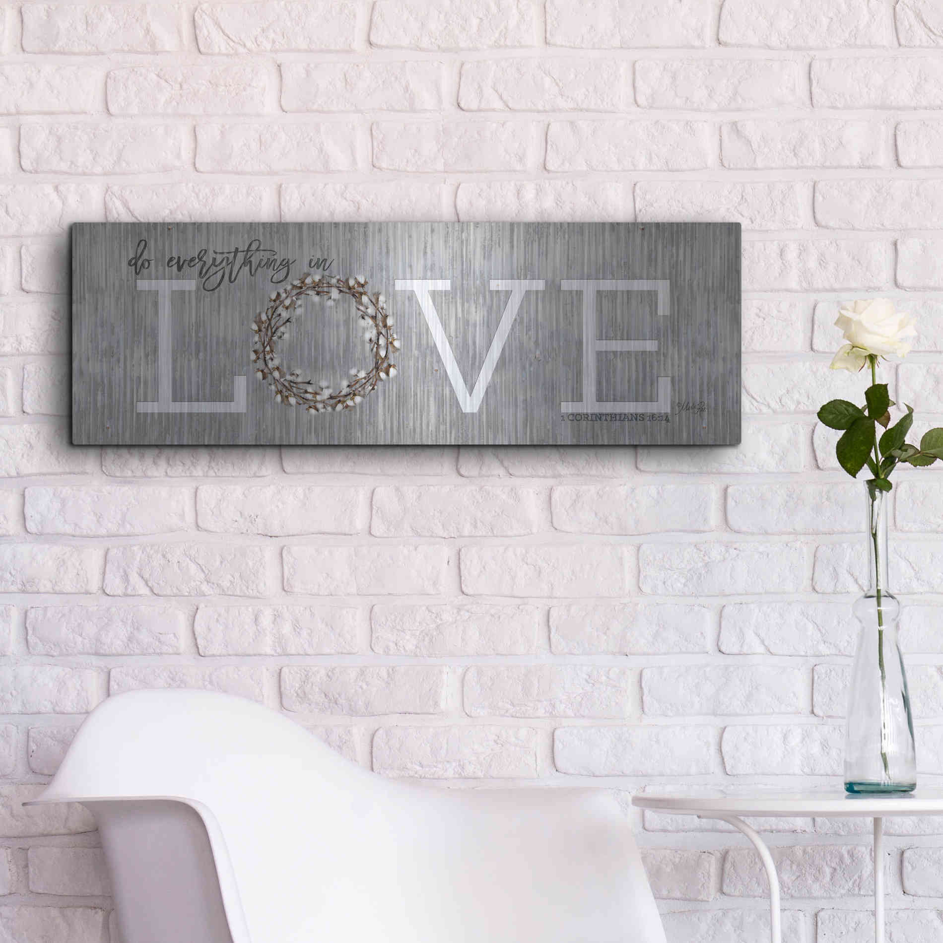 Luxe Metal Art 'Love - Do Everything in Love' by Marla Rae, Metal Wall Art,36x12