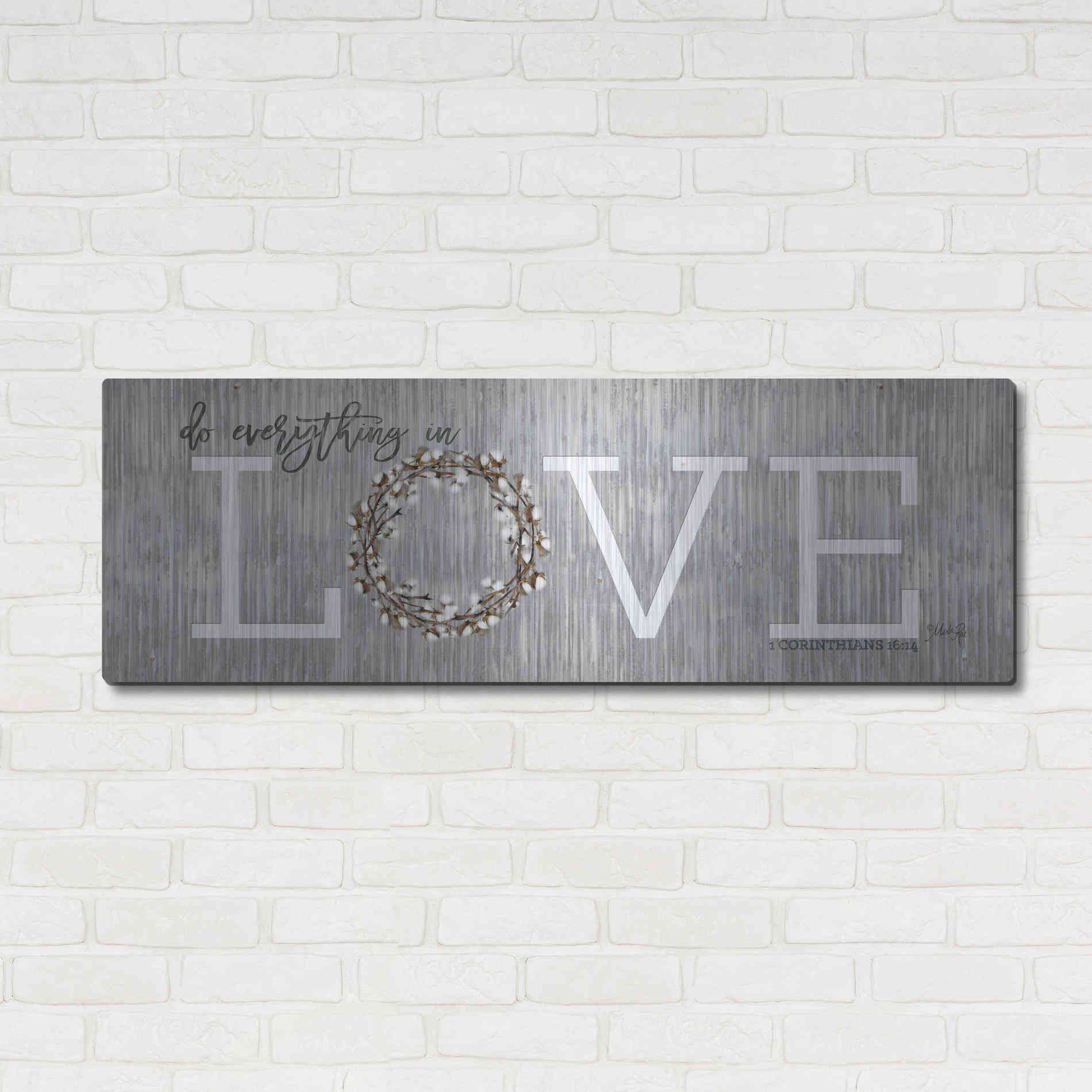 Luxe Metal Art 'Love - Do Everything in Love' by Marla Rae, Metal Wall Art,48x16