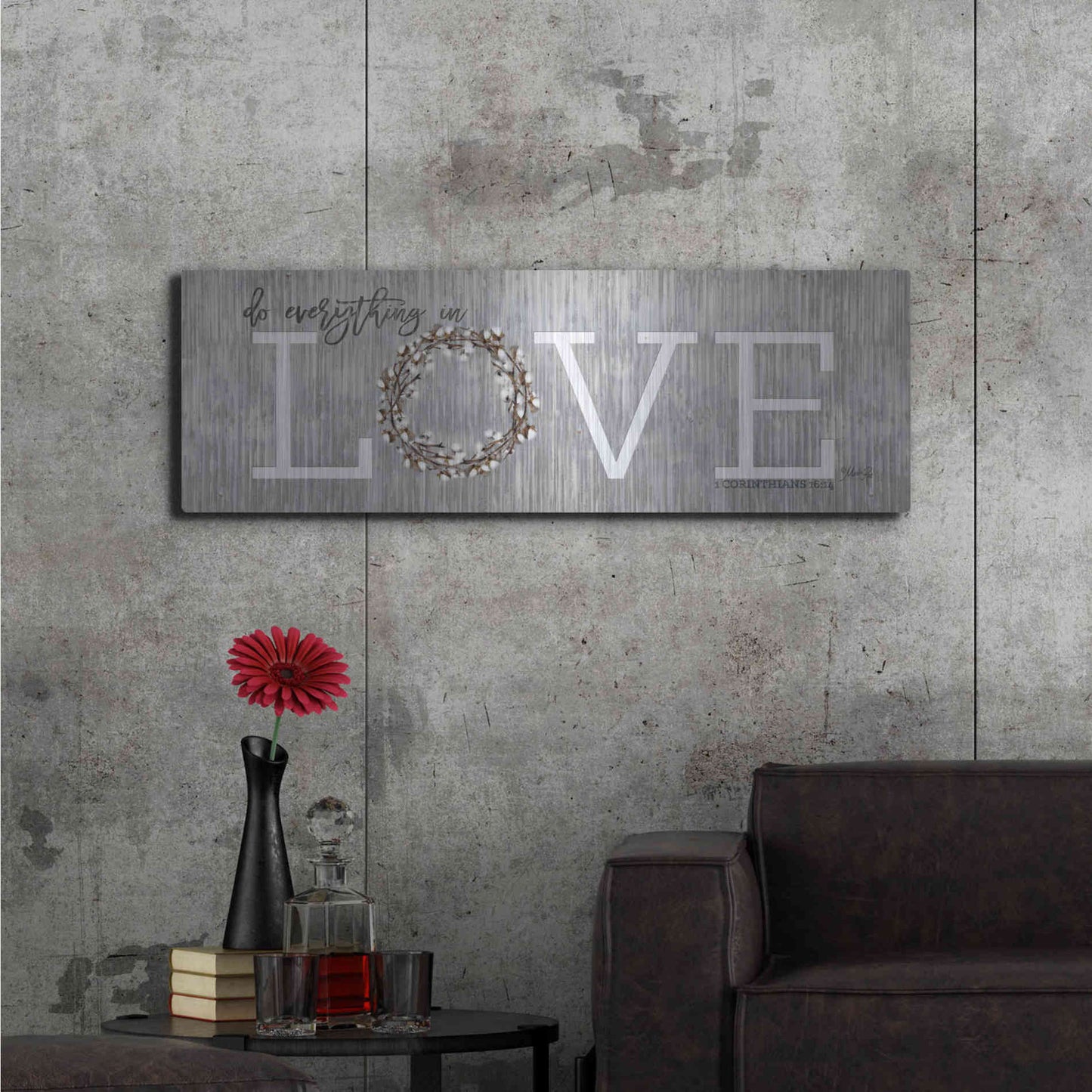 Luxe Metal Art 'Love - Do Everything in Love' by Marla Rae, Metal Wall Art,48x16