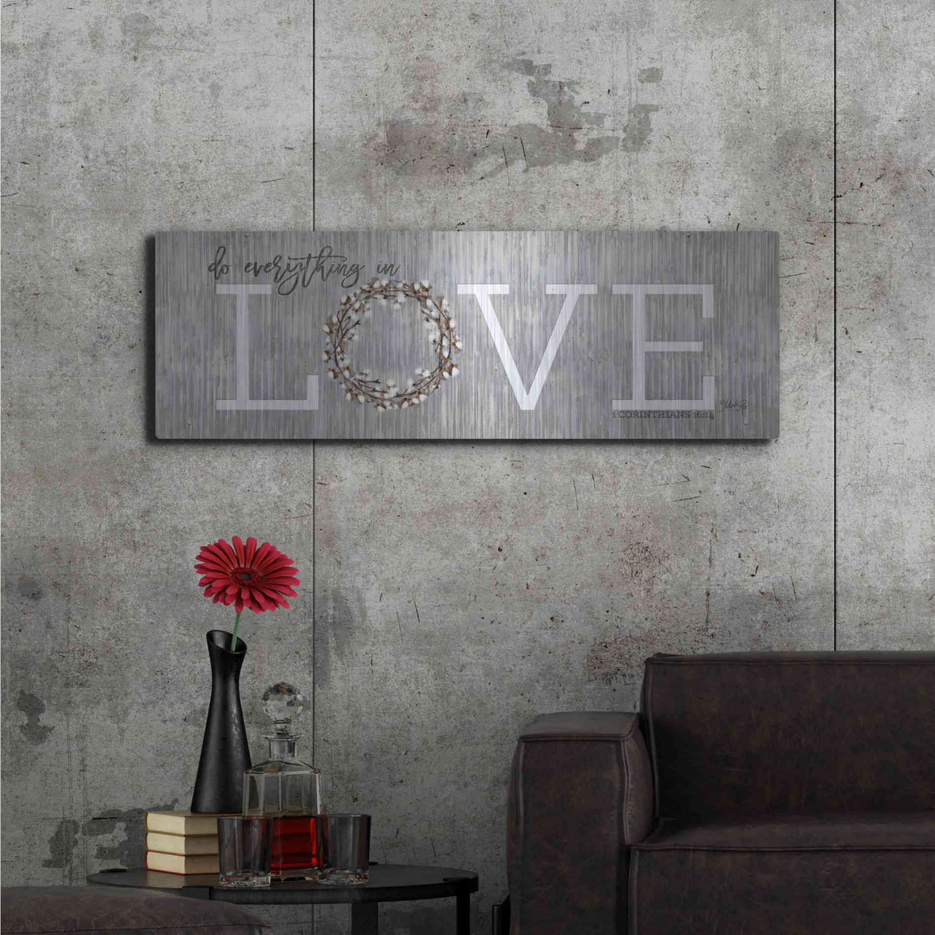 Luxe Metal Art 'Love - Do Everything in Love' by Marla Rae, Metal Wall Art,48x16