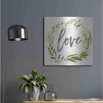 Luxe Metal Art 'Love Greenery Wreath' by Marla Rae, Metal Wall Art,24x24