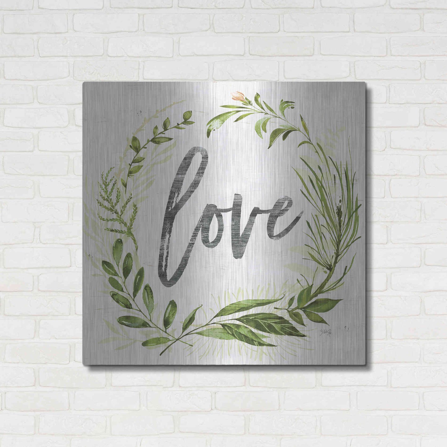 Luxe Metal Art 'Love Greenery Wreath' by Marla Rae, Metal Wall Art,36x36