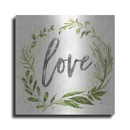 Luxe Metal Art 'Love Greenery Wreath' by Marla Rae, Metal Wall Art