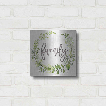 Luxe Metal Art 'Family Greenery Wreath' by Marla Rae, Metal Wall Art,12x12