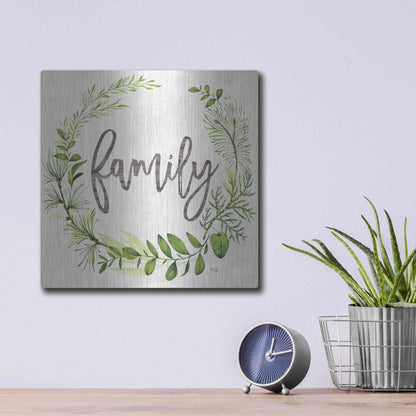 Luxe Metal Art 'Family Greenery Wreath' by Marla Rae, Metal Wall Art,12x12