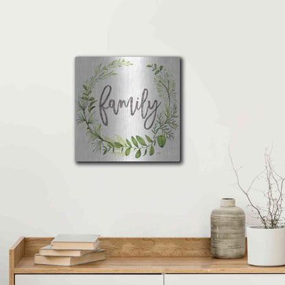 Luxe Metal Art 'Family Greenery Wreath' by Marla Rae, Metal Wall Art,12x12