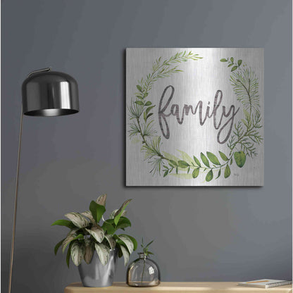Luxe Metal Art 'Family Greenery Wreath' by Marla Rae, Metal Wall Art,24x24