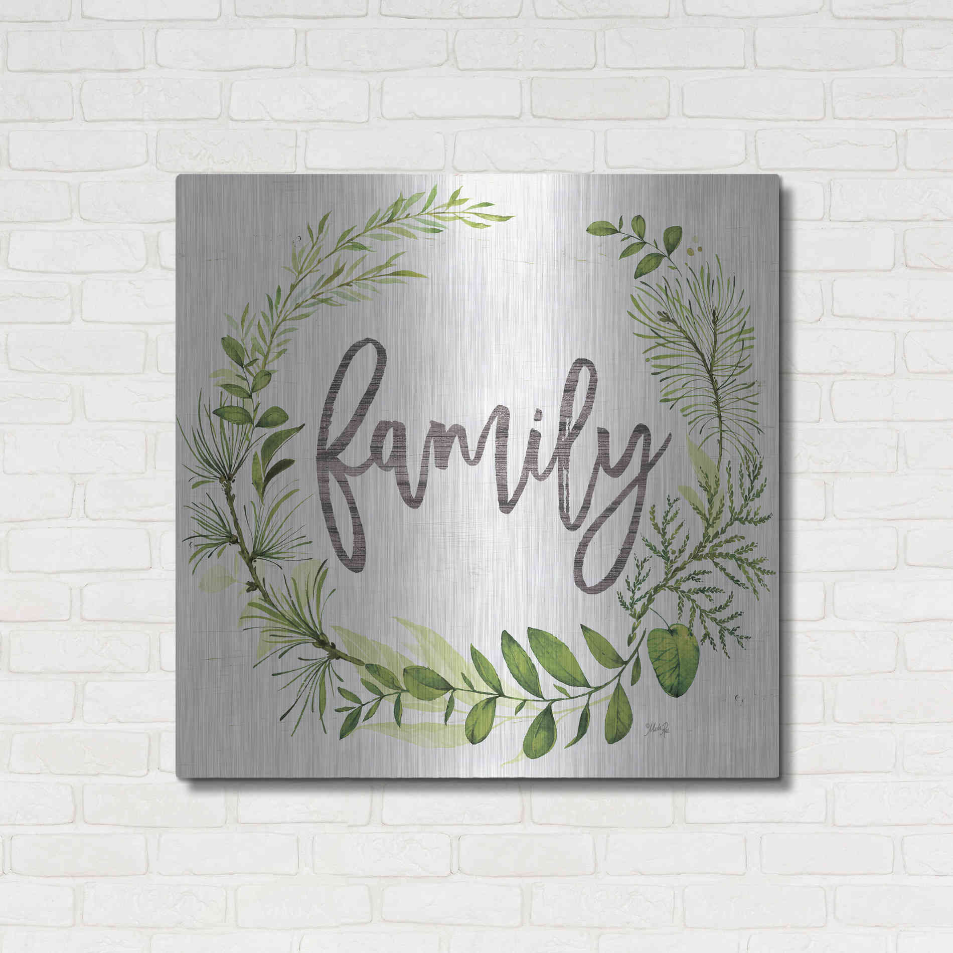 Luxe Metal Art 'Family Greenery Wreath' by Marla Rae, Metal Wall Art,36x36