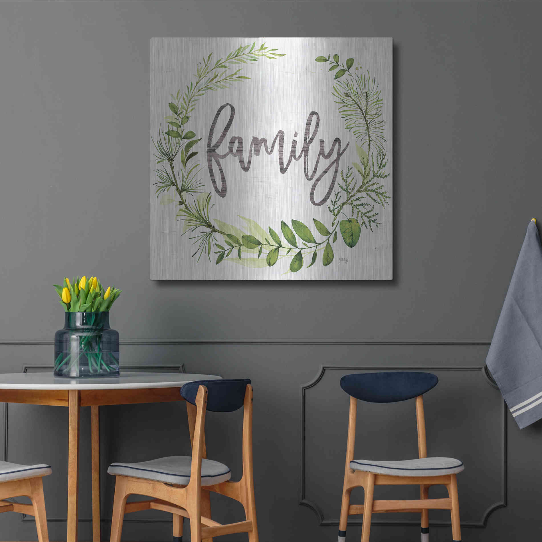 Luxe Metal Art 'Family Greenery Wreath' by Marla Rae, Metal Wall Art,36x36