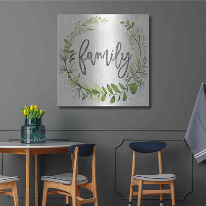 Luxe Metal Art 'Family Greenery Wreath' by Marla Rae, Metal Wall Art,36x36