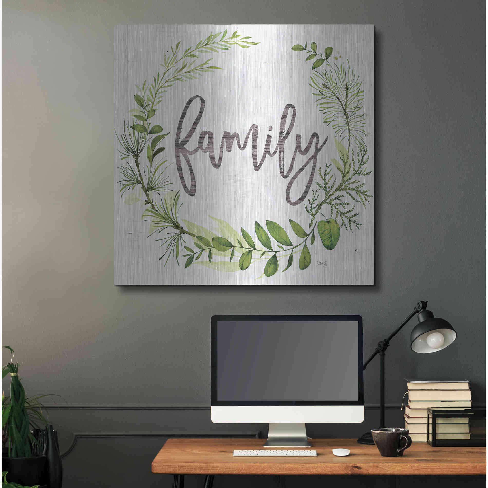 Luxe Metal Art 'Family Greenery Wreath' by Marla Rae, Metal Wall Art,36x36