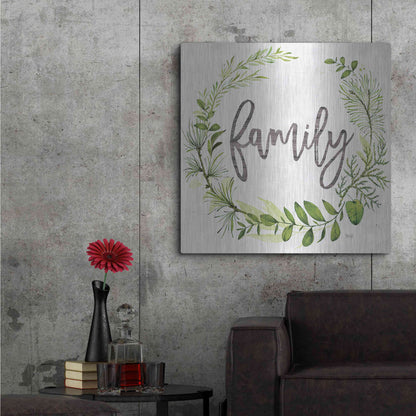 Luxe Metal Art 'Family Greenery Wreath' by Marla Rae, Metal Wall Art,36x36