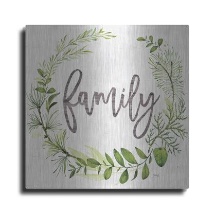 Luxe Metal Art 'Family Greenery Wreath' by Marla Rae, Metal Wall Art
