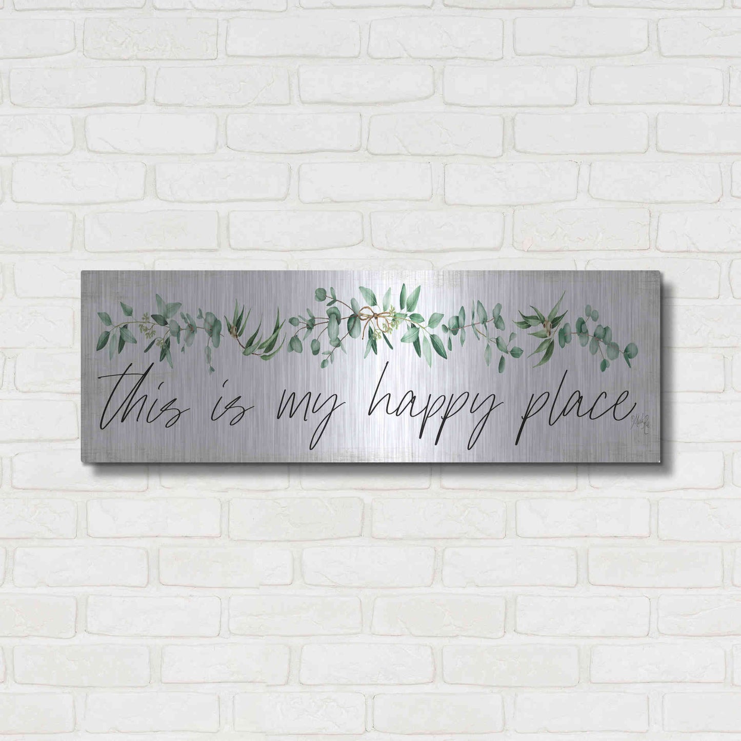Luxe Metal Art 'This is My Happy Place' by Marla Rae, Metal Wall Art,36x12