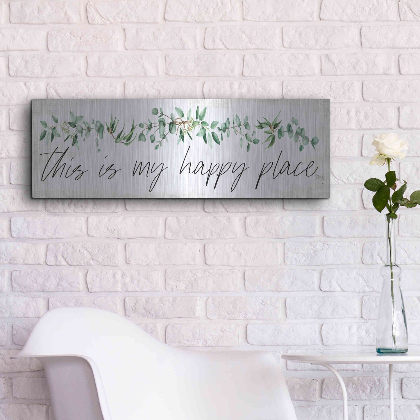 Luxe Metal Art 'This is My Happy Place' by Marla Rae, Metal Wall Art,36x12