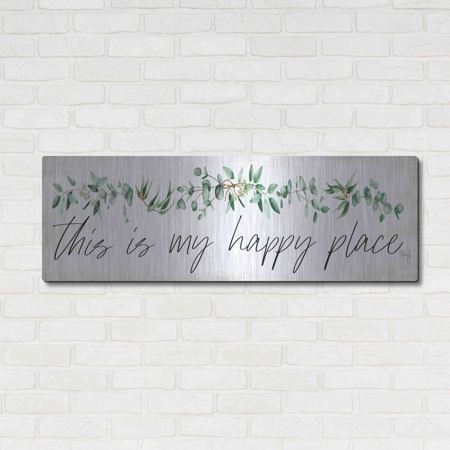 Luxe Metal Art 'This is My Happy Place' by Marla Rae, Metal Wall Art,48x16