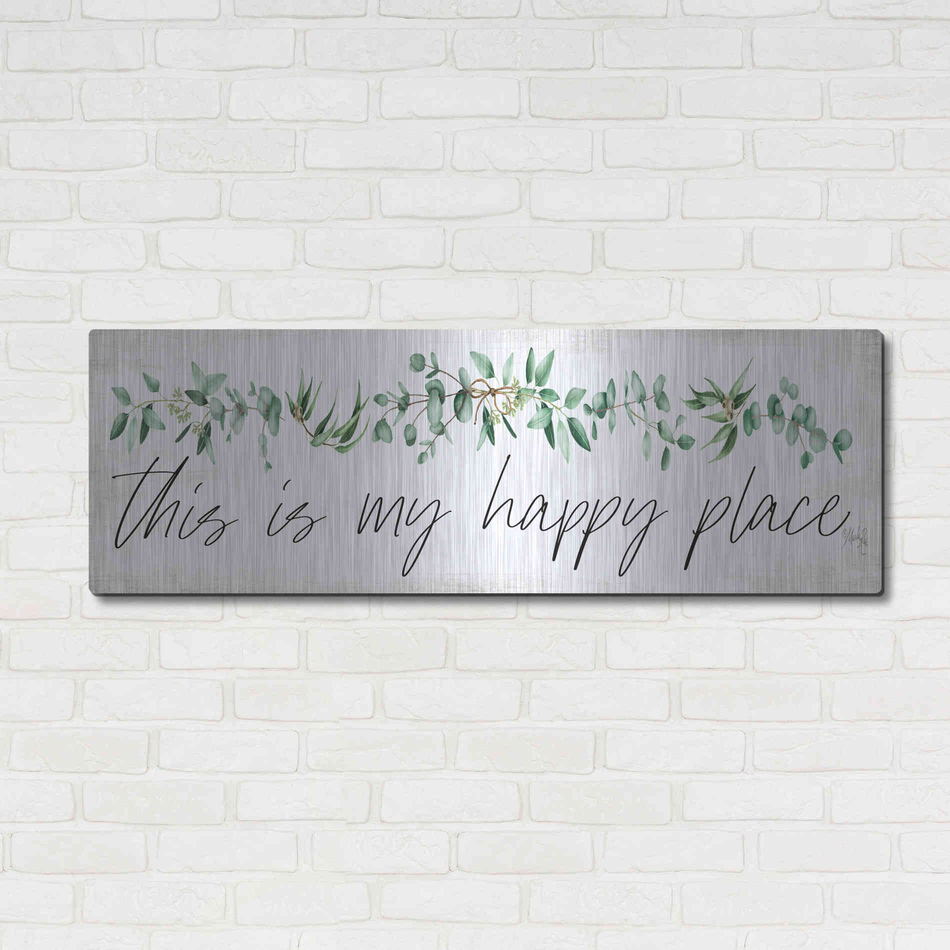 Luxe Metal Art 'This is My Happy Place' by Marla Rae, Metal Wall Art,48x16