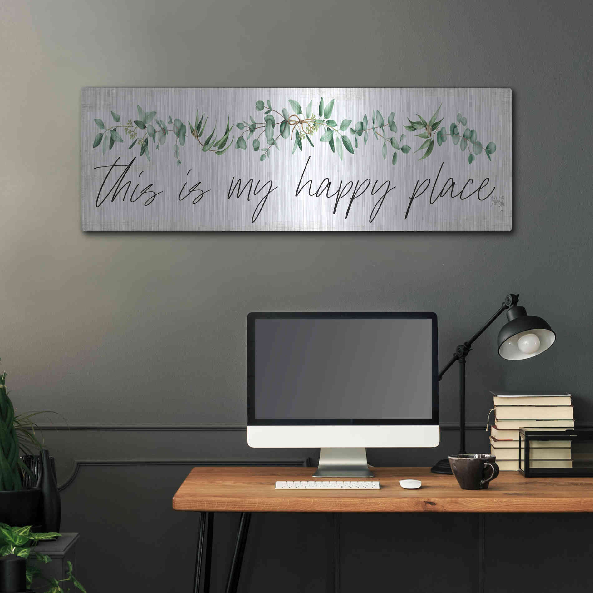 Luxe Metal Art 'This is My Happy Place' by Marla Rae, Metal Wall Art,48x16