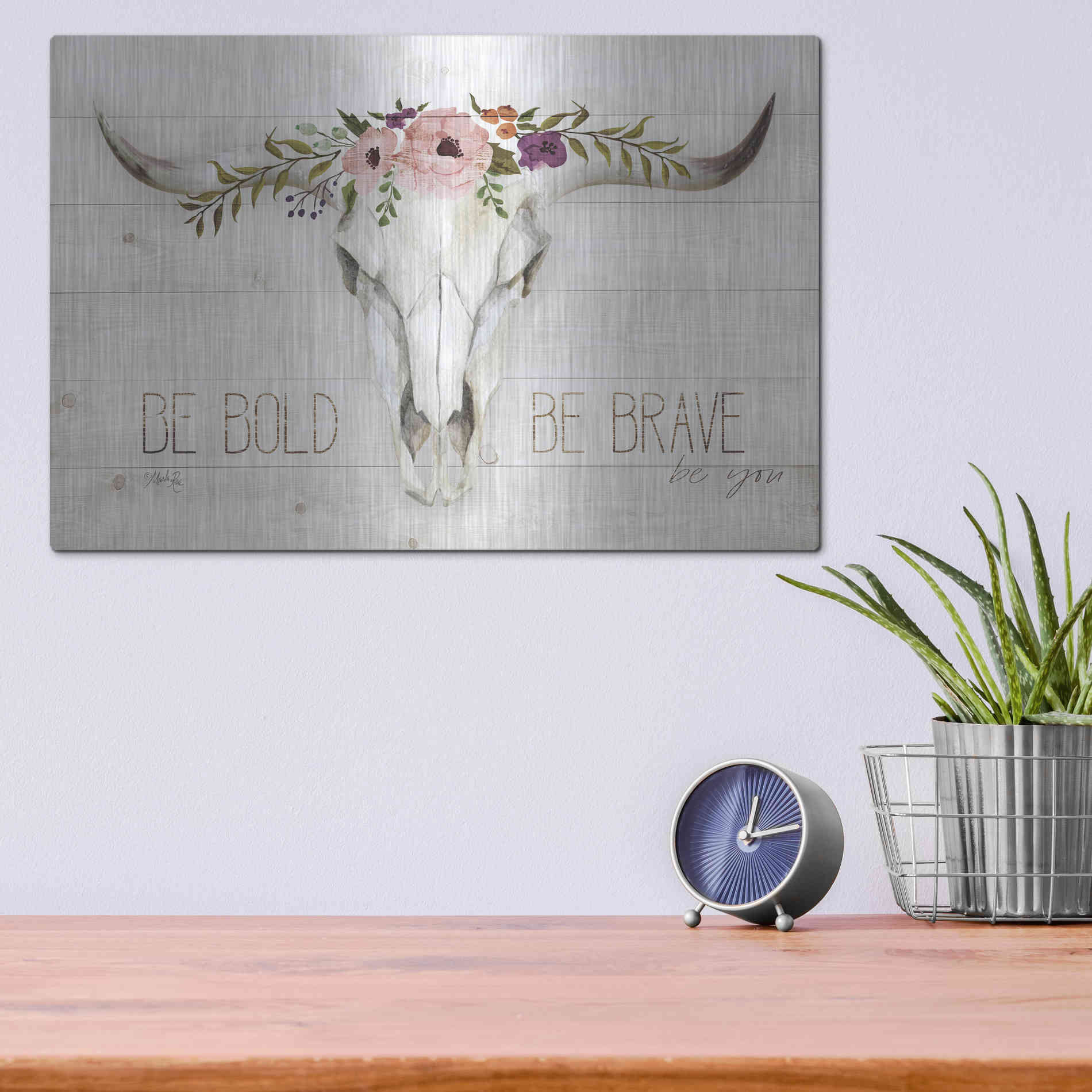 Luxe Metal Art 'Be Bold - Be Brave' by Marla Rae, Metal Wall Art,16x12