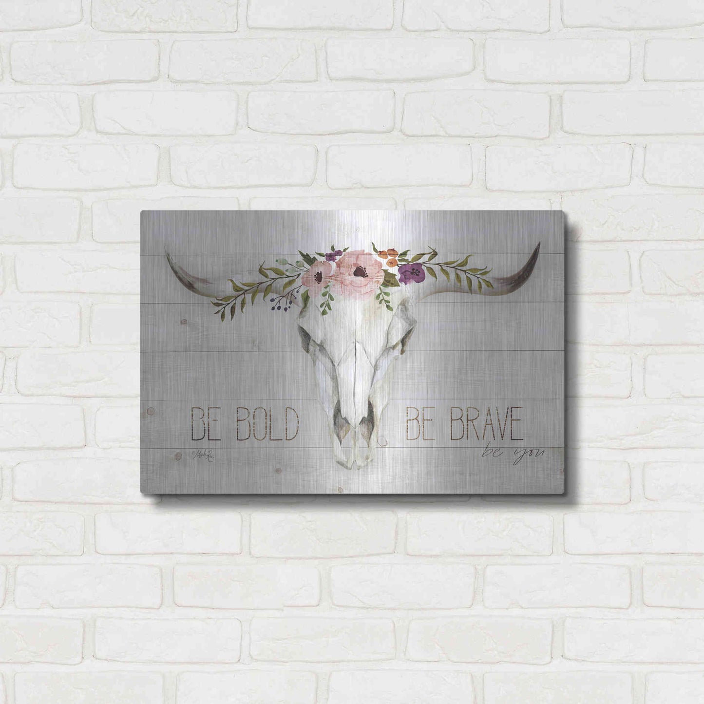 Luxe Metal Art 'Be Bold - Be Brave' by Marla Rae, Metal Wall Art,24x16