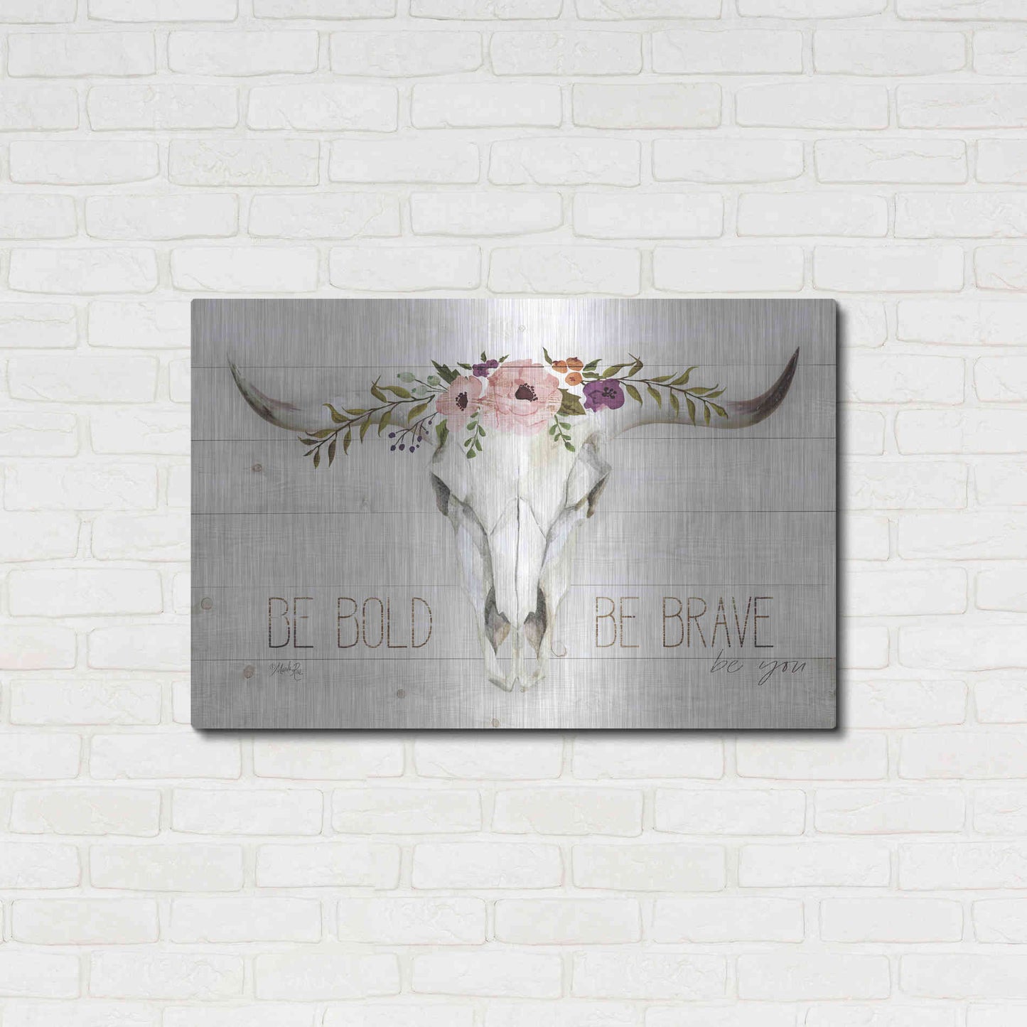 Luxe Metal Art 'Be Bold - Be Brave' by Marla Rae, Metal Wall Art,36x24