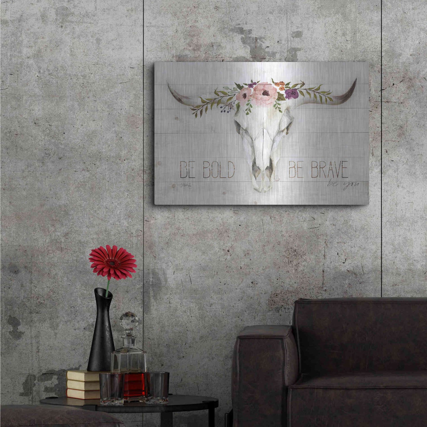 Luxe Metal Art 'Be Bold - Be Brave' by Marla Rae, Metal Wall Art,36x24