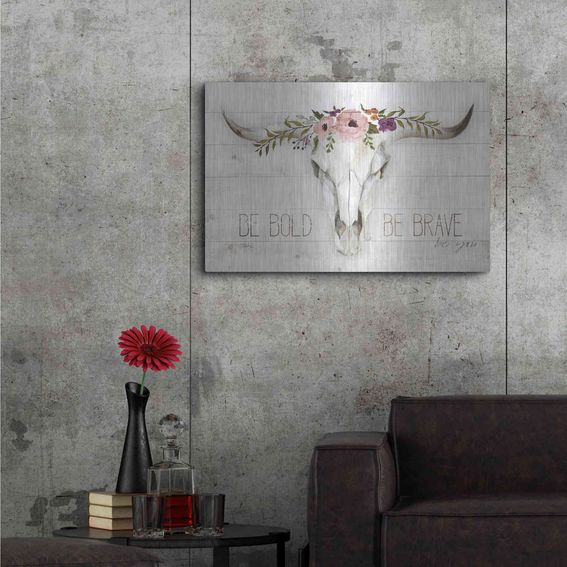Luxe Metal Art 'Be Bold - Be Brave' by Marla Rae, Metal Wall Art,36x24