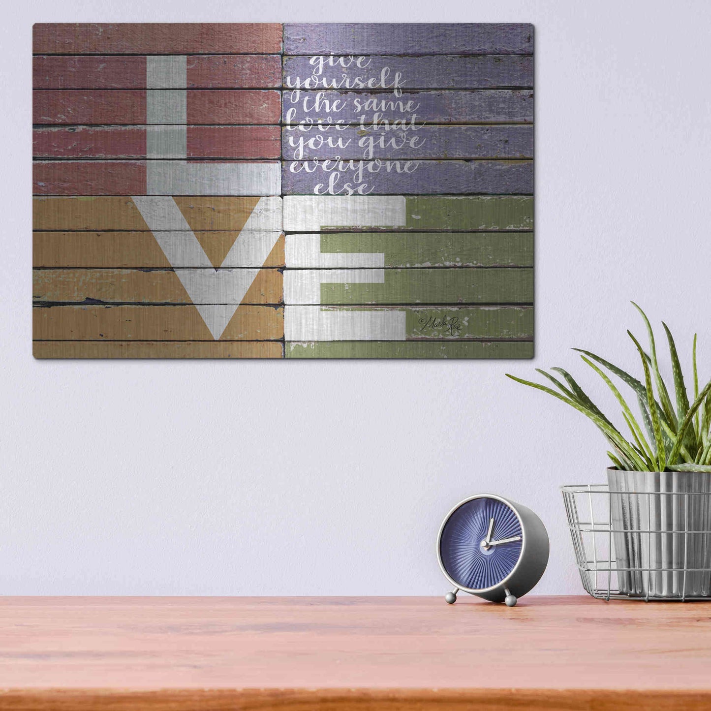 Luxe Metal Art 'Give Yourself the Same Love' by Marla Rae, Metal Wall Art,16x12