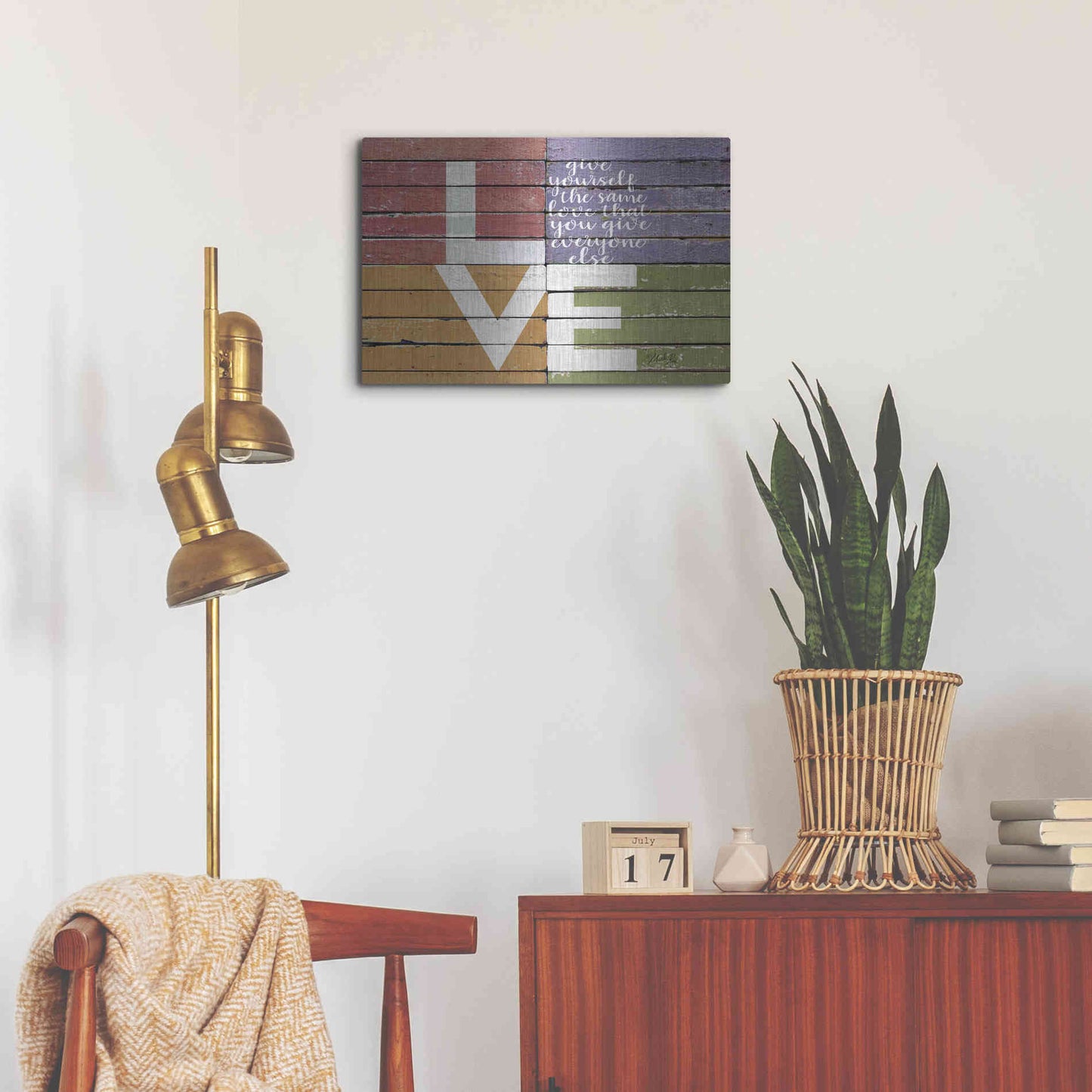 Luxe Metal Art 'Give Yourself the Same Love' by Marla Rae, Metal Wall Art,24x16